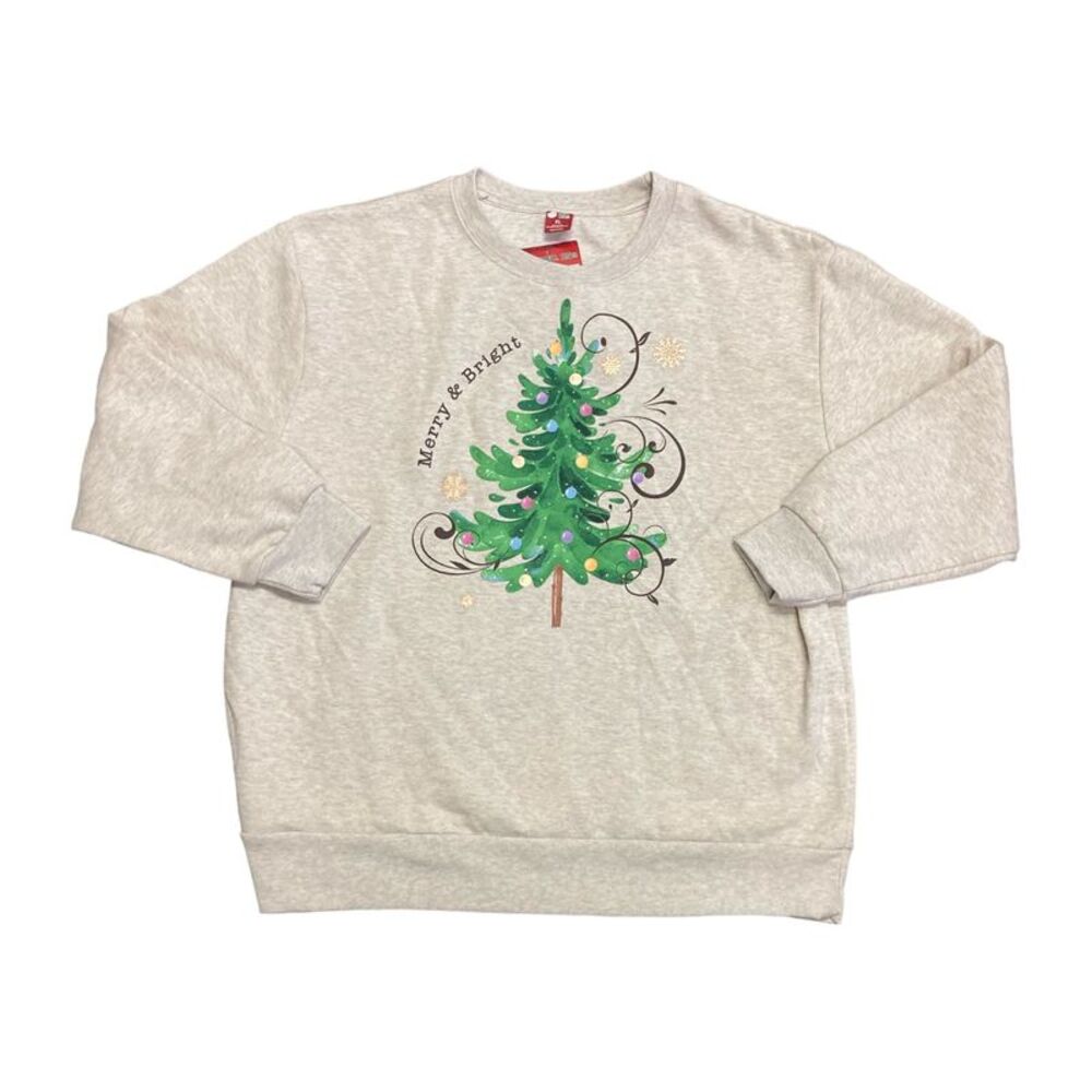 State of Mine Women's Long Sleeve Holiday Graphic Sweatshirt - Oat Heather